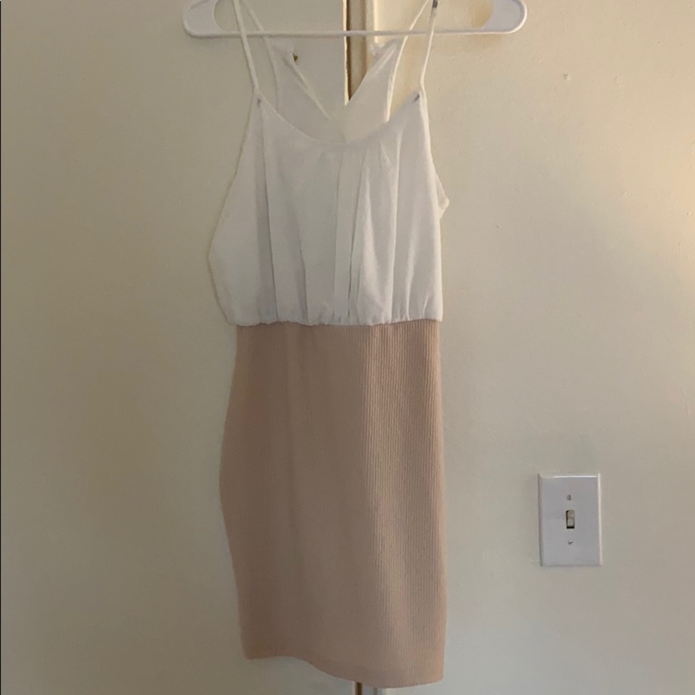 White and nude bodycon dress size small